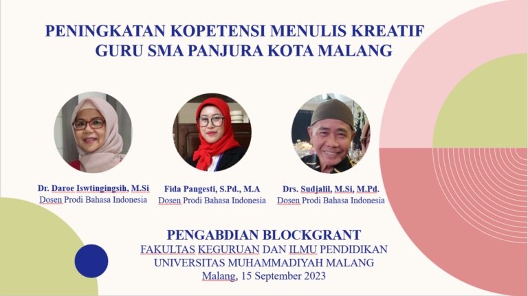 Komitmen Tingkatkan Kualitas Pendidikan, Dosen Prodi Pendidikan Bahasa Indonesia UMM Latih Guru SMAN Panjura Keterampilan Menulis dan Publikasi